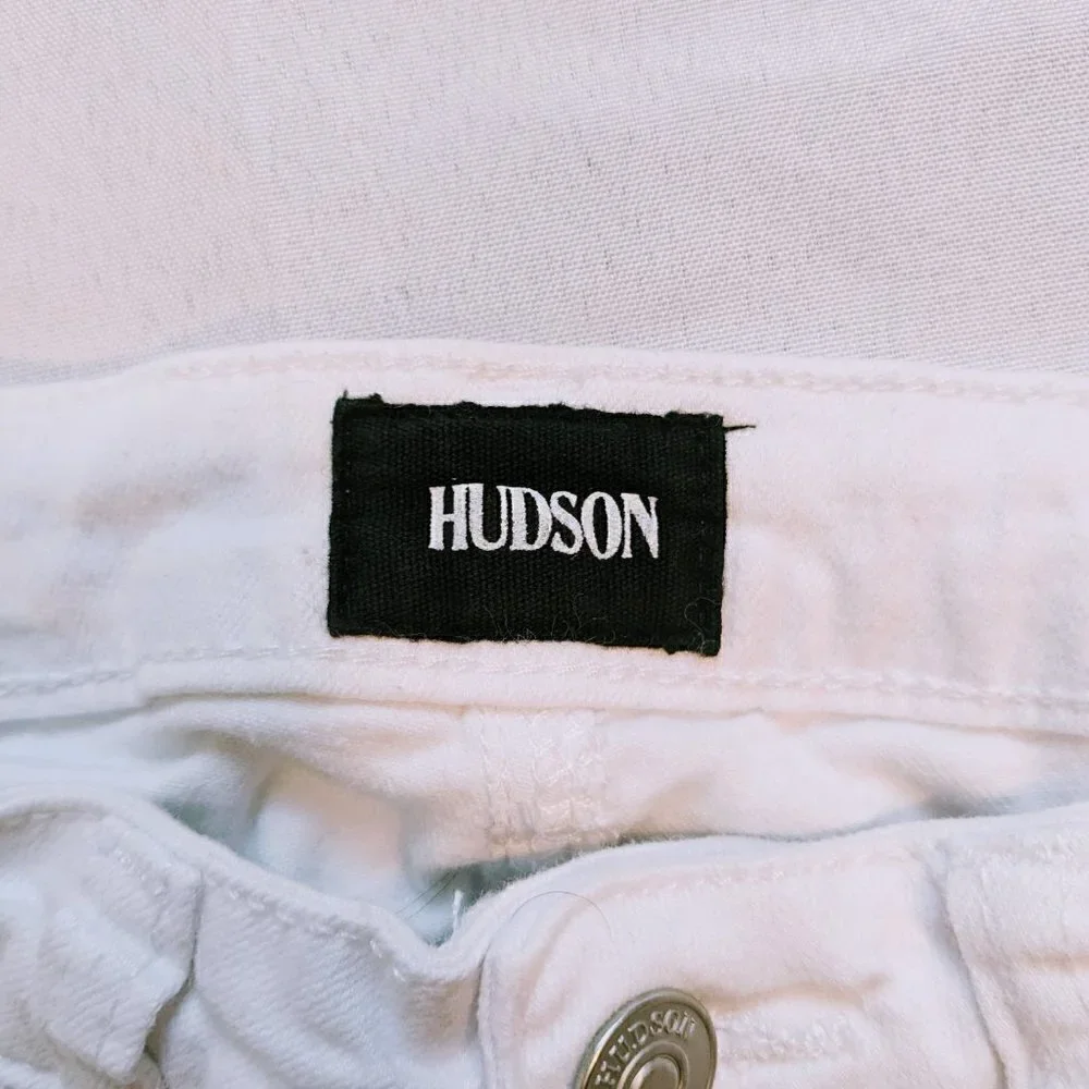 Hudson Girls Size 12 White Distressed Skinny Jeans